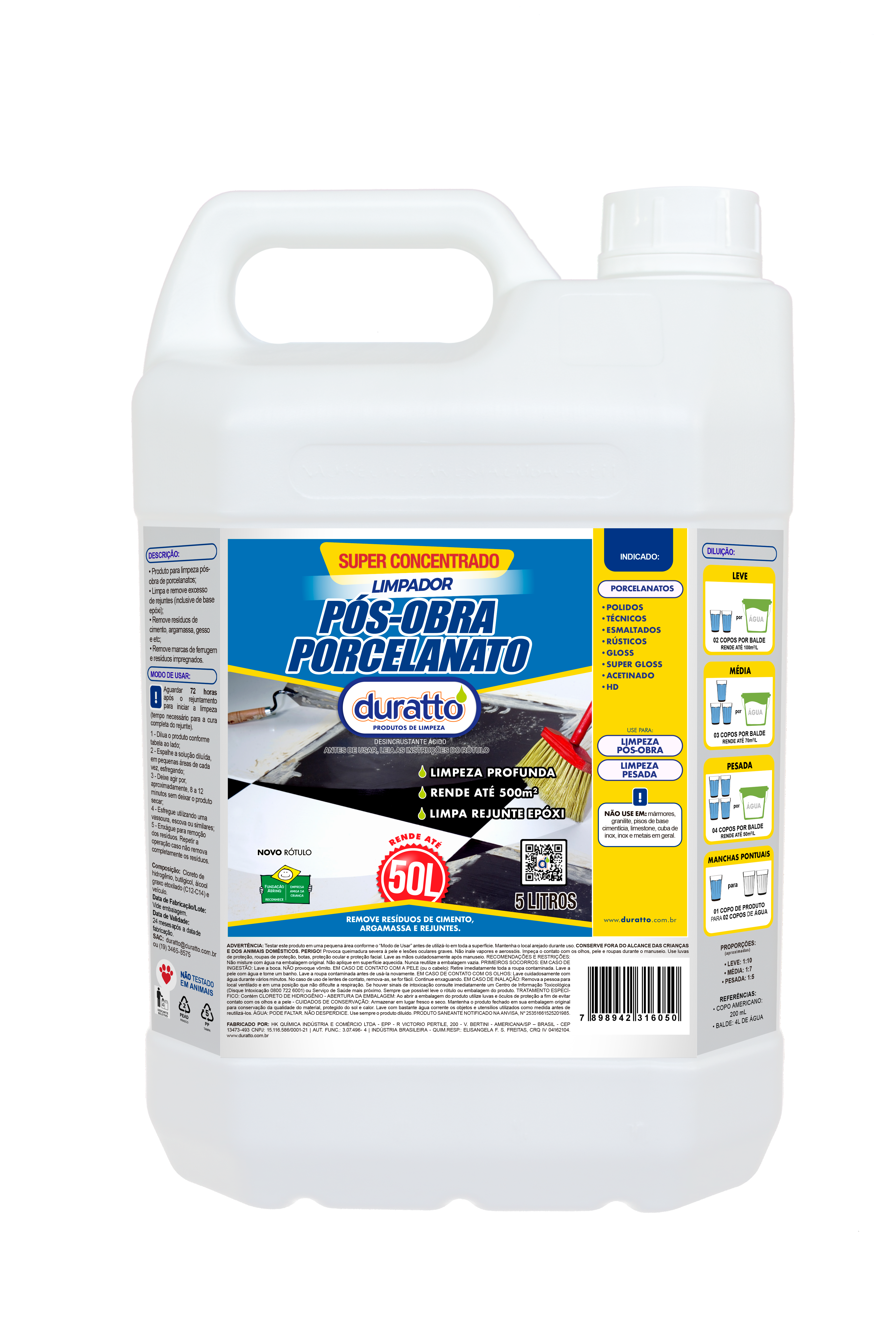 Limpador Pos-Obra para Porcelanato 5L SLIM5