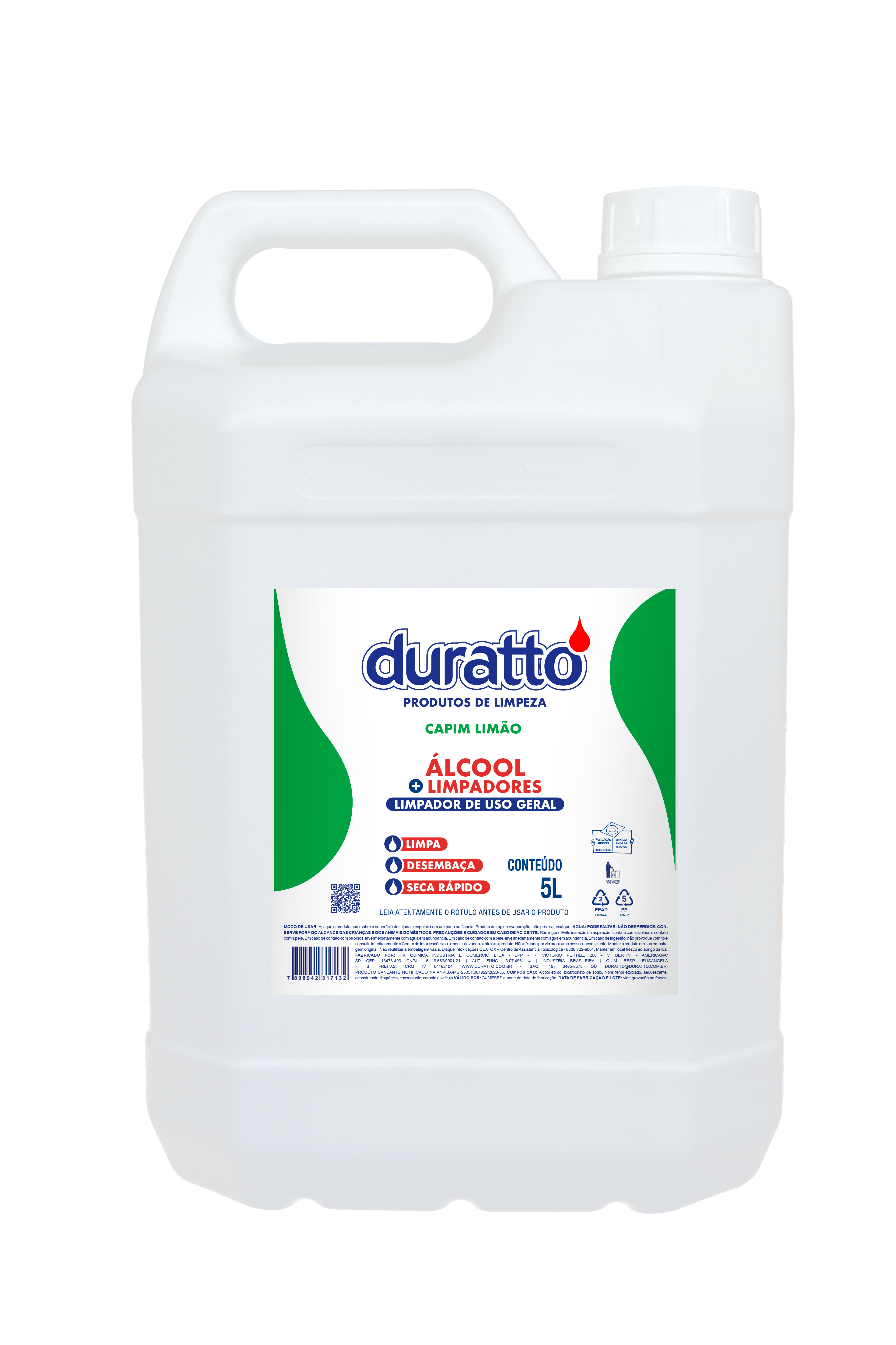 Álcool Limpador 5L - Capim Limao